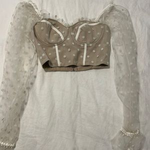 Sheer polka dot crop top